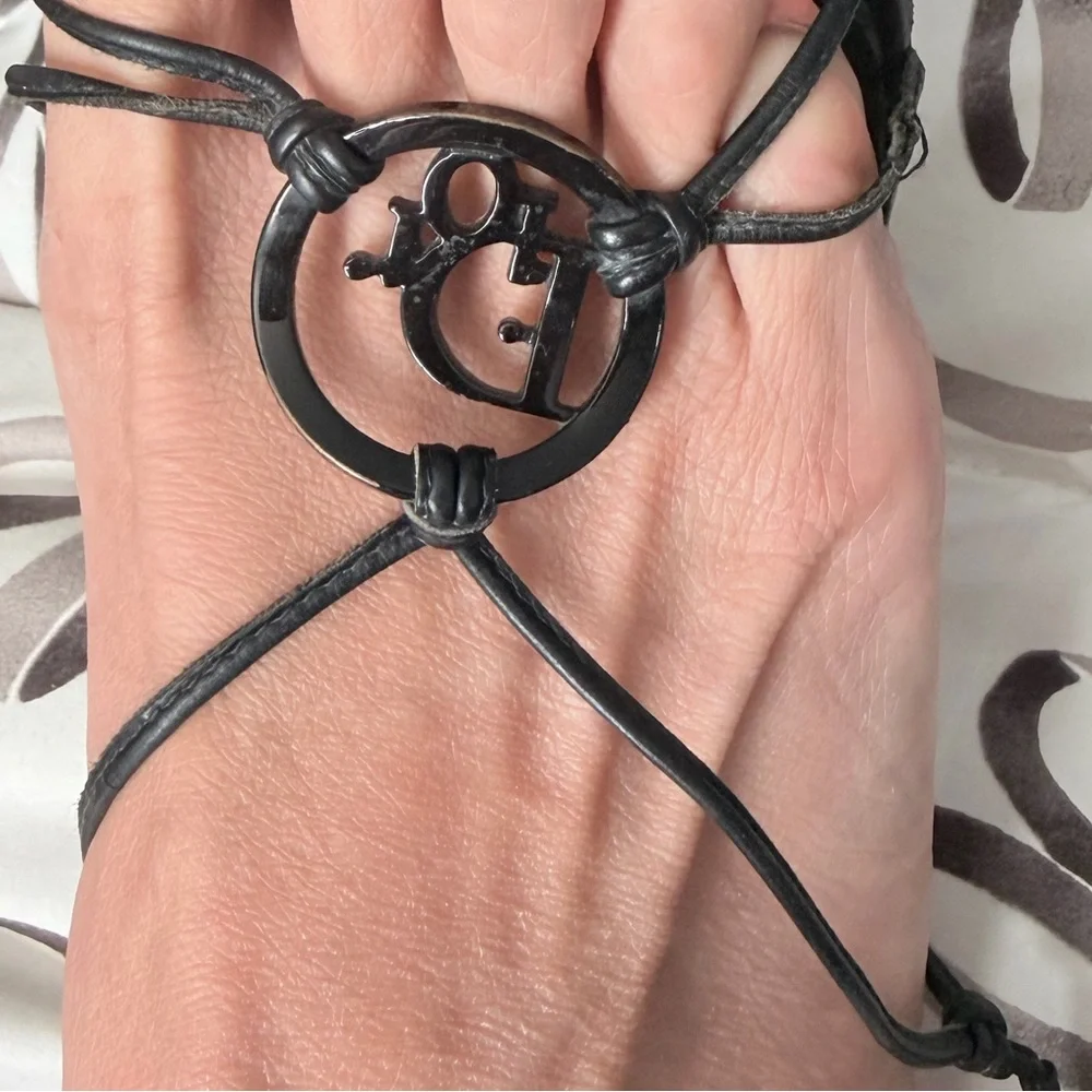 Dior Black Strappy heels  with Logo Circle Accent - Picture 10 of 10